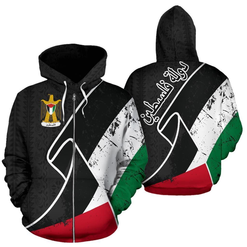 Palestine Hoodie Zip Special Grunge Flag RLT13
