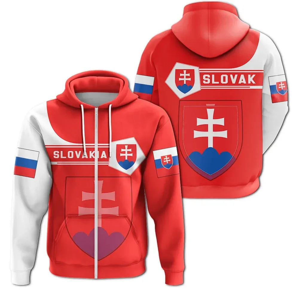 Slovakia Zip Up Hoodie Coat Of Arms Simple Style RLT13