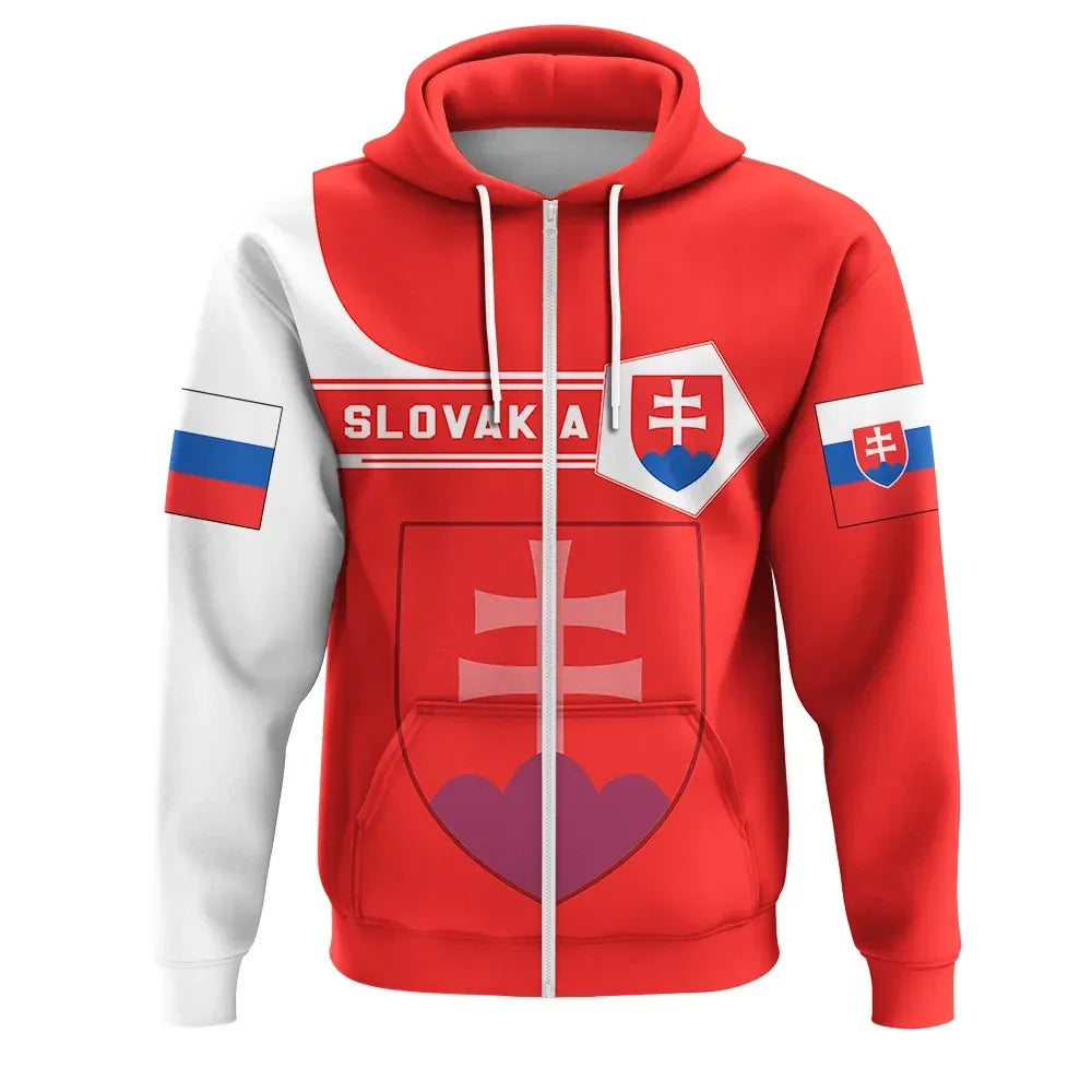 Slovakia Zip Up Hoodie Coat Of Arms Simple Style RLT13