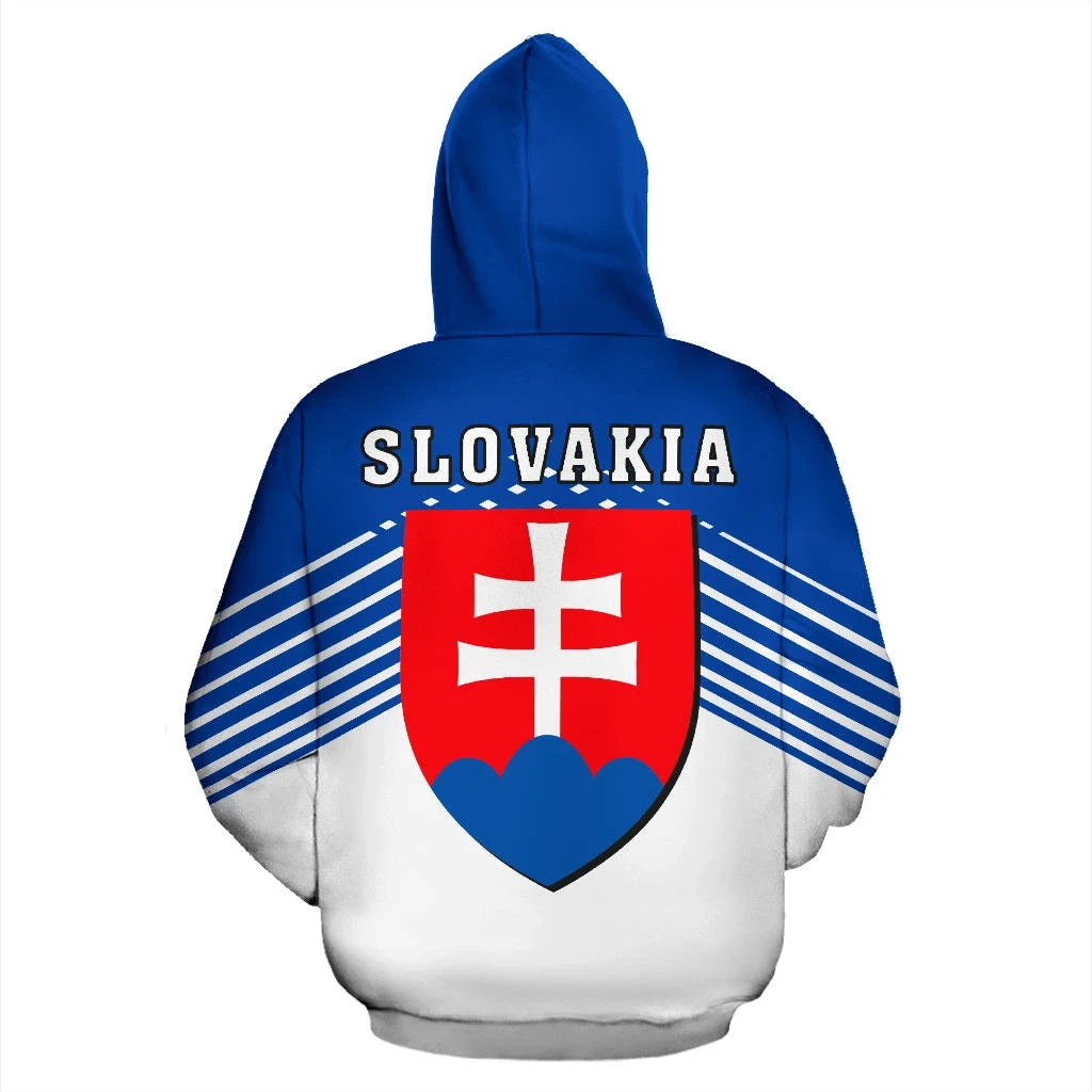Slovakia Sport Flag Zip Up Hoodie Stripes Style 01 RLT13