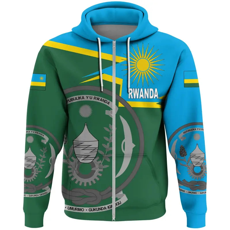 Rwanda Zip Hoodie Coat Of Arms New Style RLT12