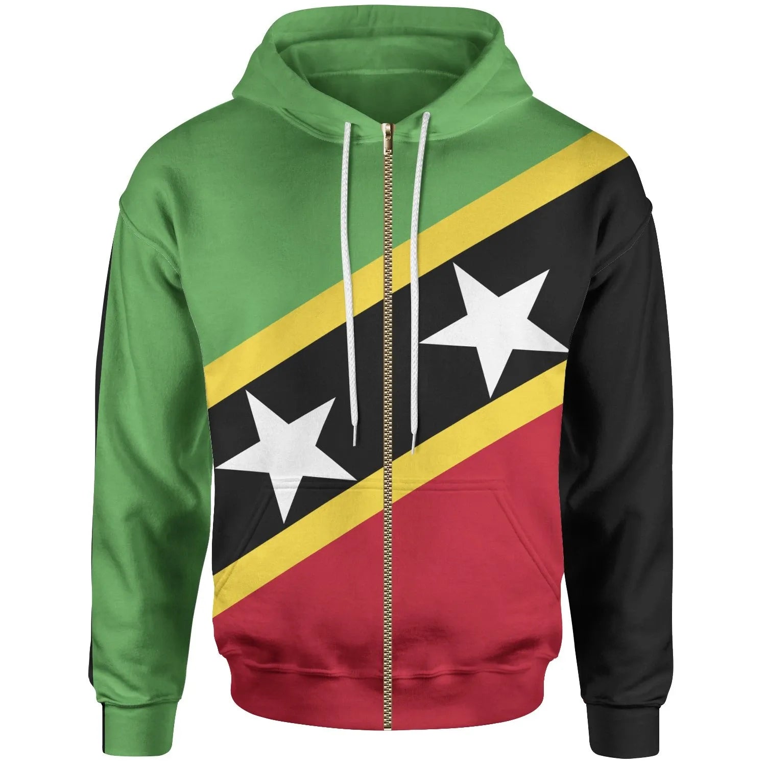 Saint Kitts and Nevis Zip Up Hoodie Saint Kitts and Nevis Flag Style RLT6