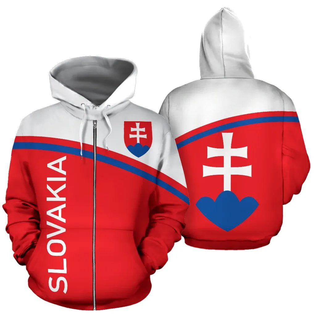 Slovakia All Over Zip Up Hoodie Curve Version RLT13