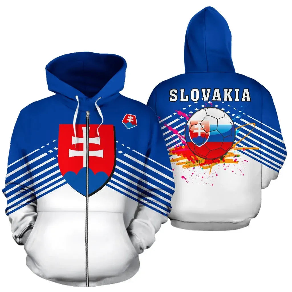 Slovakia Sport Flag Zip Up Hoodie Stripes Style 02 RLT13