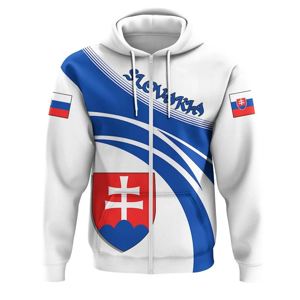 Slovakia Zip Hoodie Coat Of Arms Cricket Style RLT13