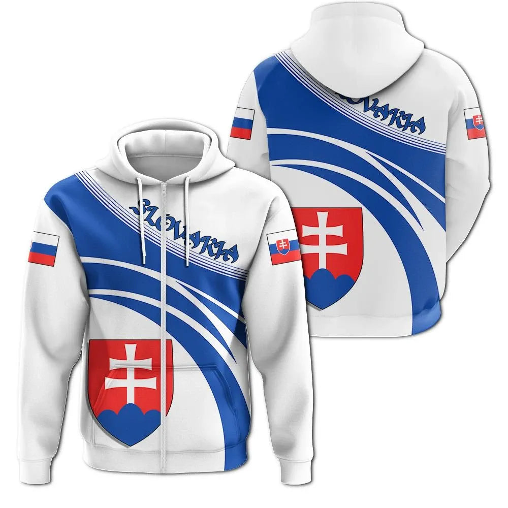 Slovakia Zip Hoodie Coat Of Arms Cricket Style RLT13