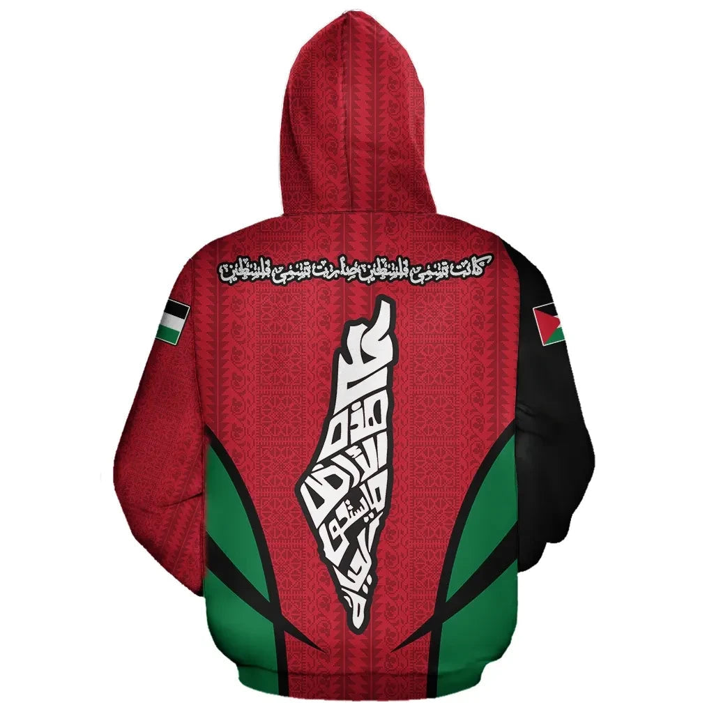 Palestine Hoodie Zip Active Map Style RLT13
