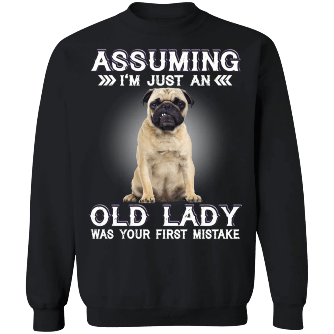 Assuming I'm Just An Old Lady - Dog Sweatshirt With Quotes Funny Pug Sweater