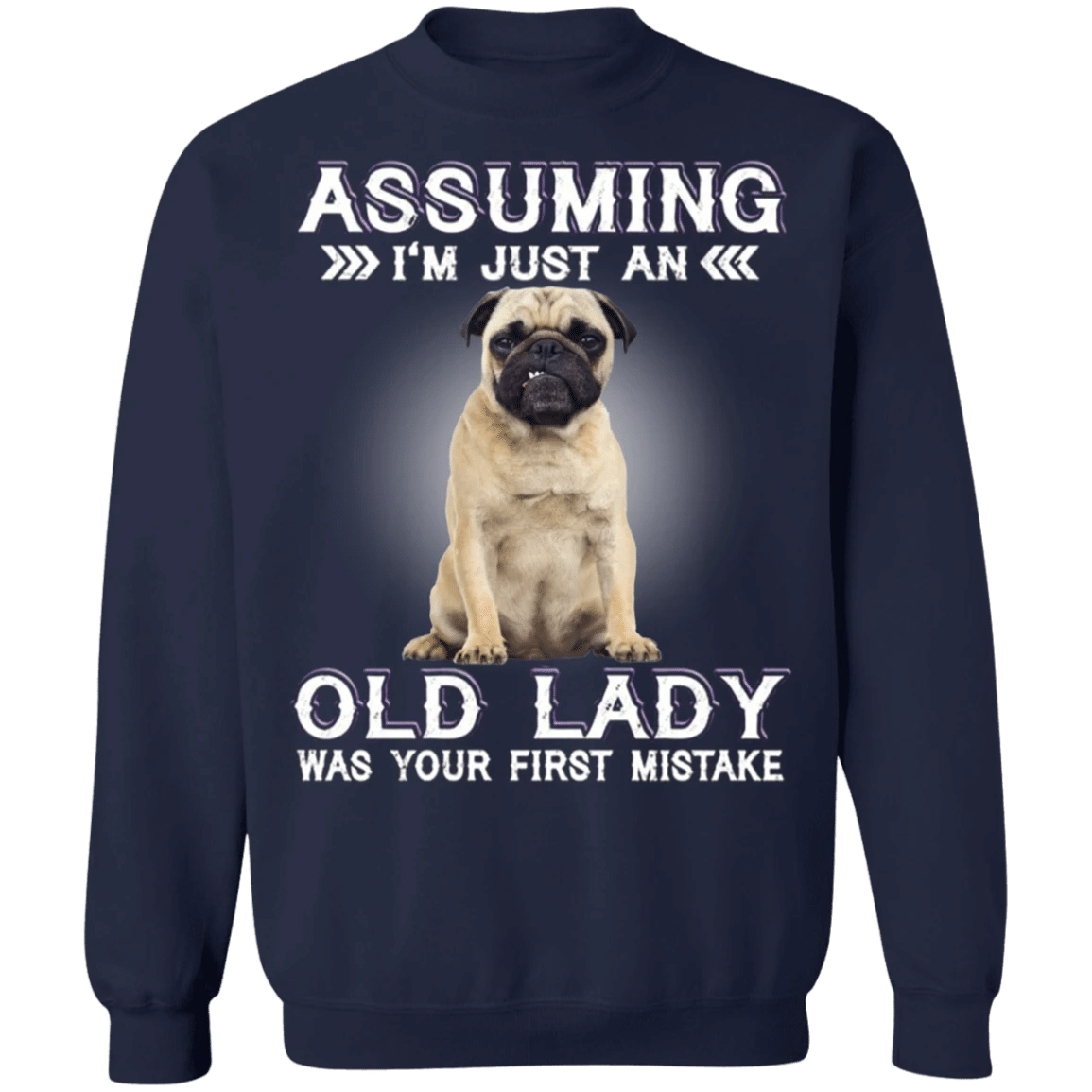 Assuming I'm Just An Old Lady - Dog Sweatshirt With Quotes Funny Pug Sweater