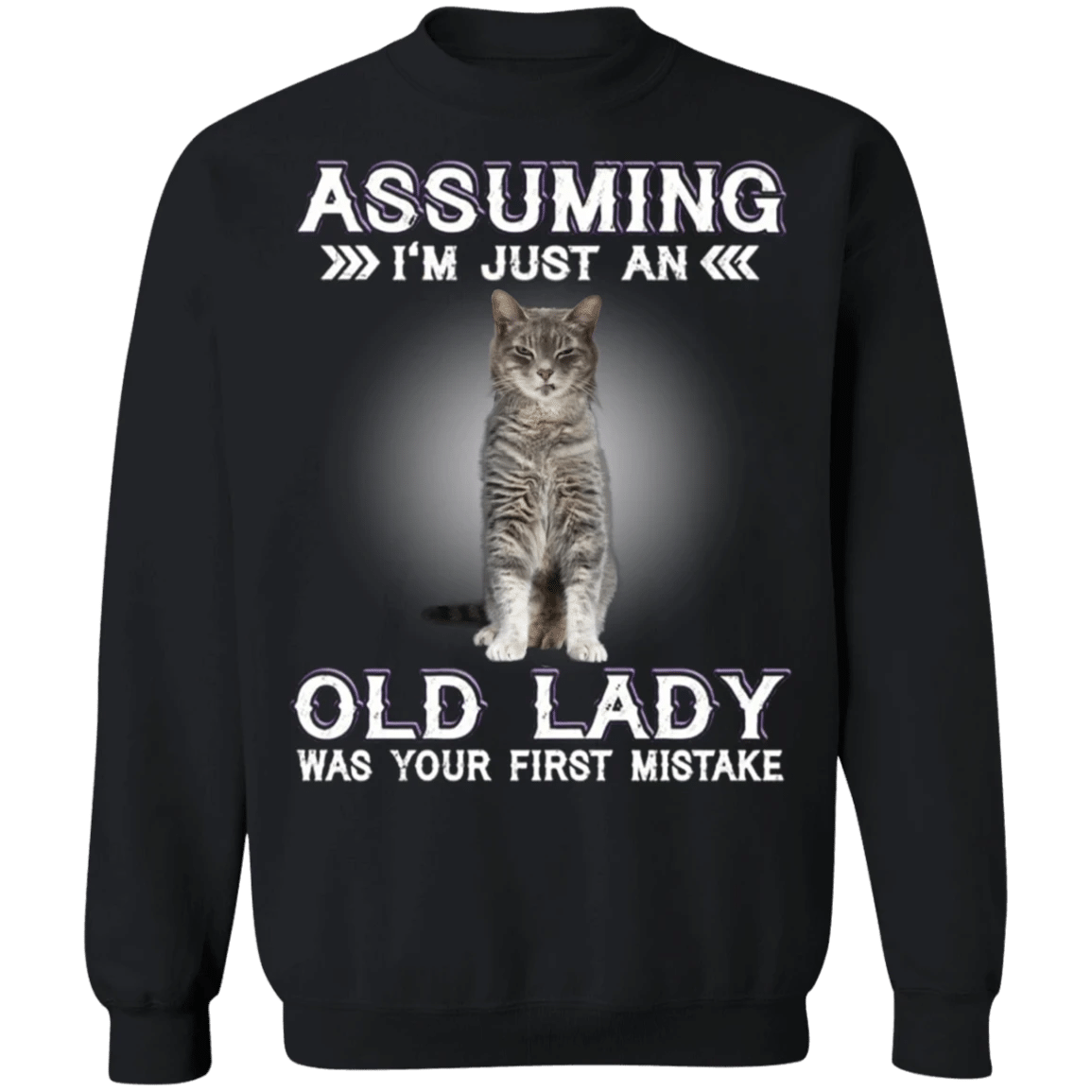 Assuming I'm Just An Old Lady - Cat Sweatshirt With Quotes Funny