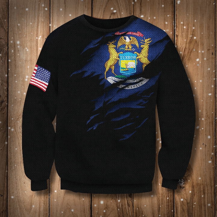 Michigan State Flag - US Flag Logo Sweatshirt United Stated State Flag Pride Michigan Gift