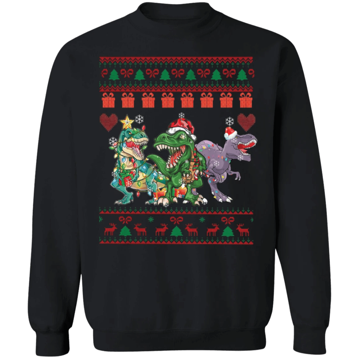T-Rex Christmas Sweatshirt Christmas Dinosaur Sweater Christmas Gift Idea For Son Men