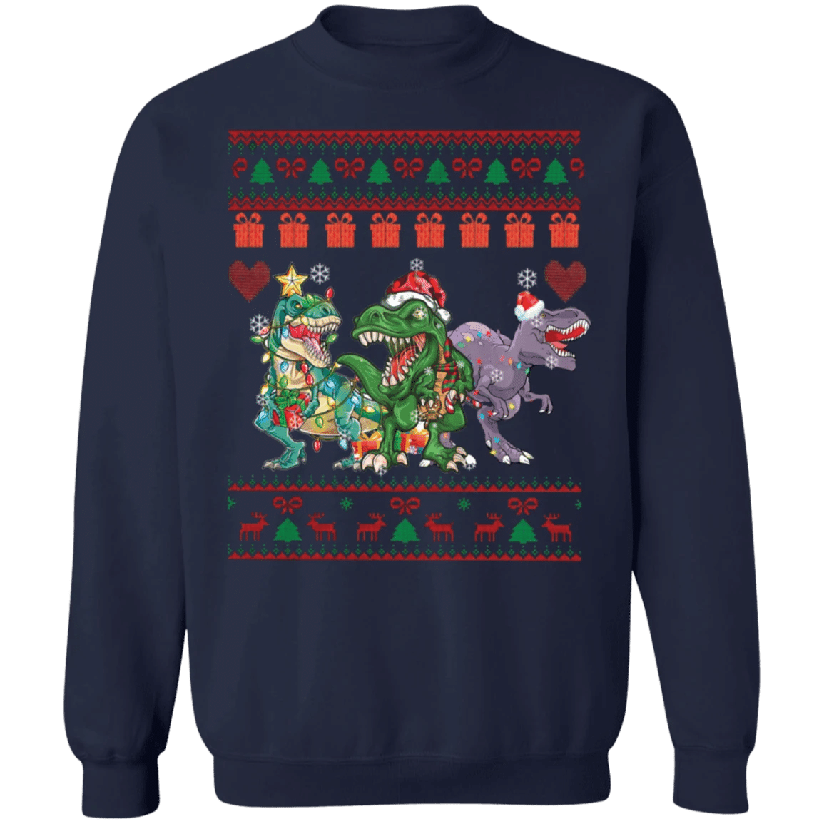 T-Rex Christmas Sweatshirt Christmas Dinosaur Sweater Christmas Gift Idea For Son Men