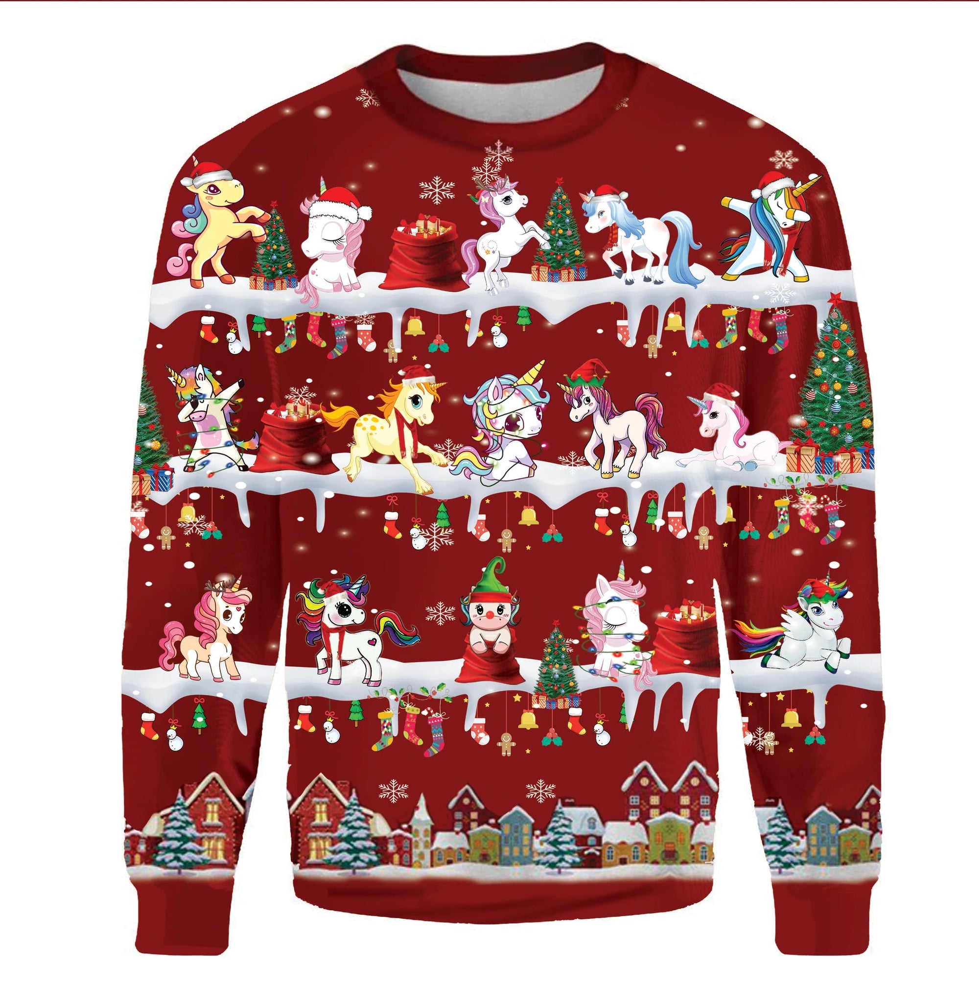 Unicorn Christmas Hoodie Red Christmas Hoodie Cute Xmas Sweatshirt Gift For Siblings