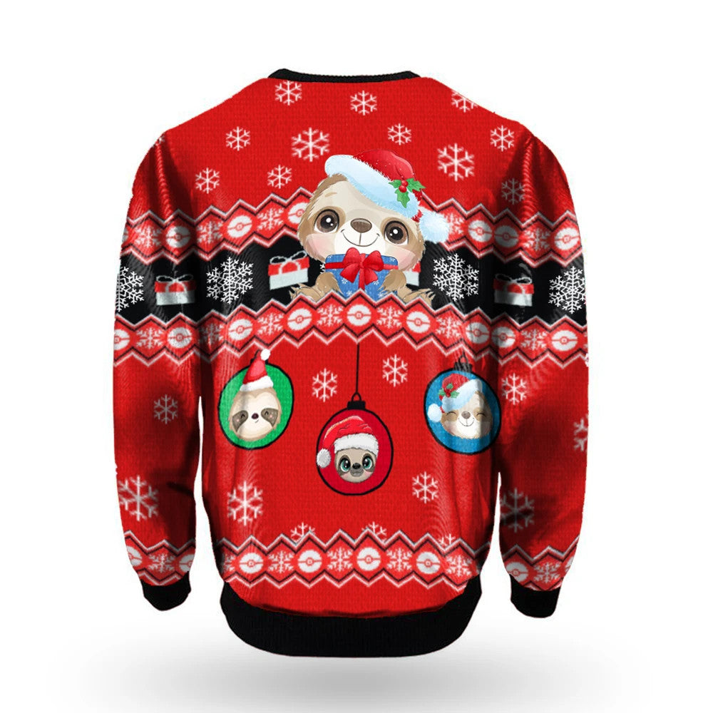 Sloth Red Christmas Sweatshirt Cute Woman Ugly Christmas Sweatshirt Xmas Gift For Her Wife