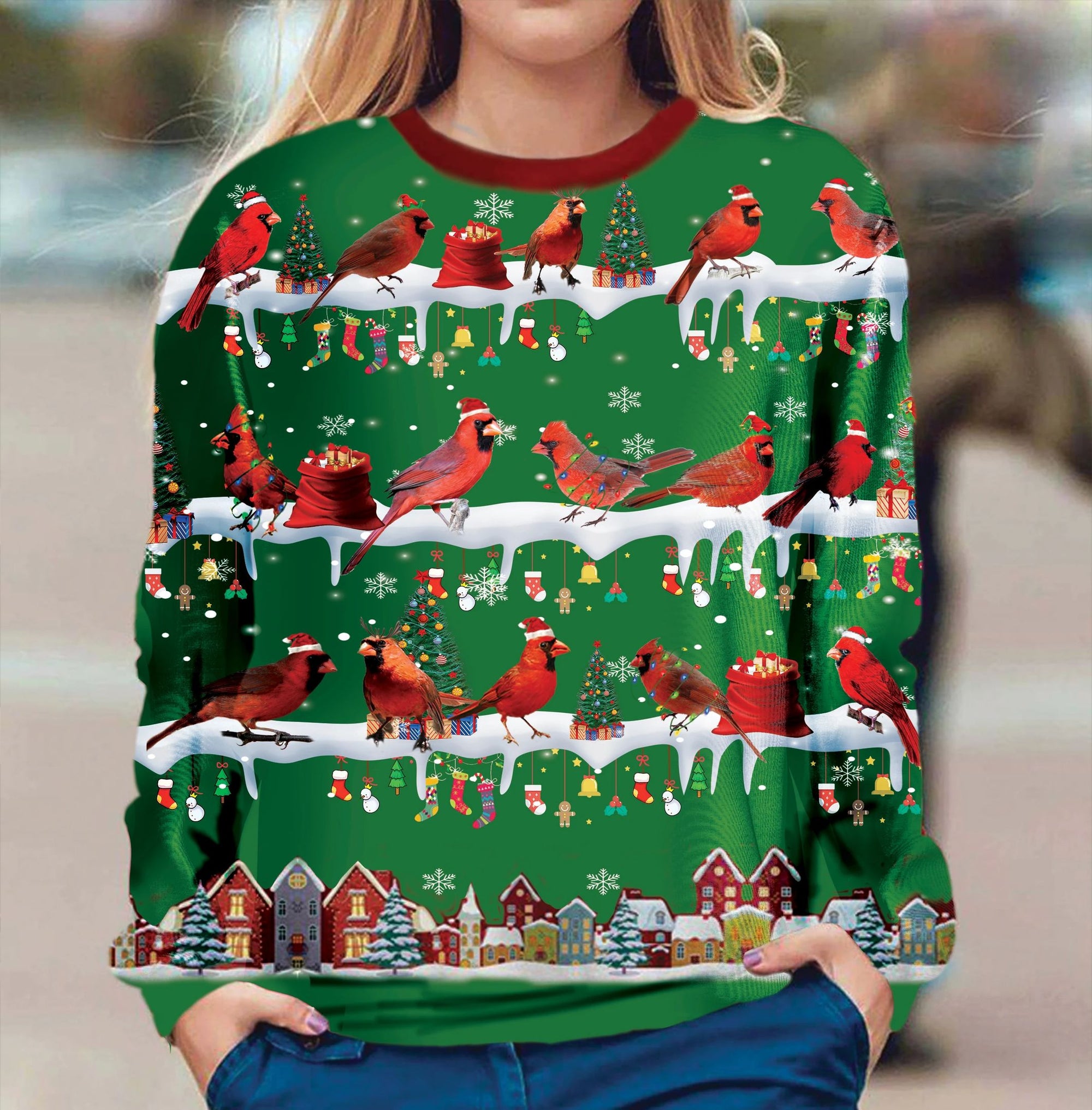 Cardinal Christmas Sweater Ugly Christmas Sweatshirt Xmas Gift For Bird Lovers
