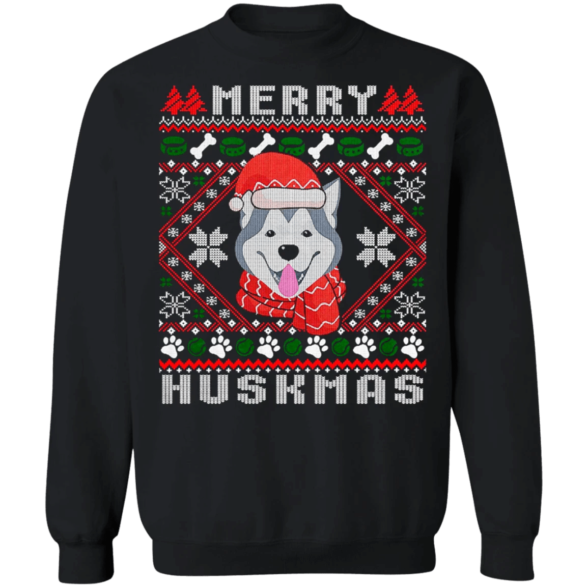 Husky Merry Huskmas Sweatshirt Ugly Christmas Sweatshirt Gift For Husky Lover Men Woman