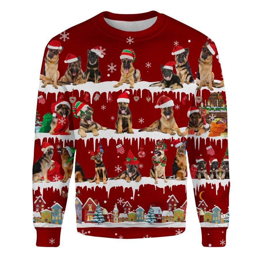 German Shepherd Snow Christmas Sweatshirt Adorable Dog Ugly Xmas Sweatshirt, Gifts For Roommate