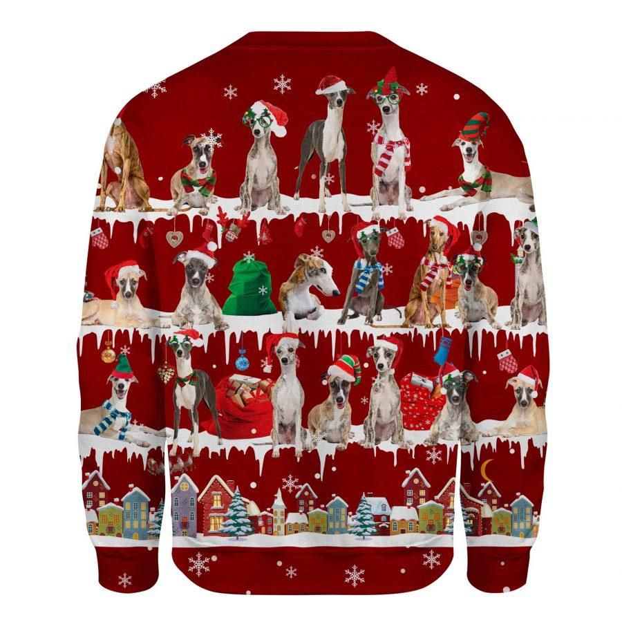 Whippet Dogs Red Ugly Christmas Sweaters Cute Dogs Xmas All Over Printed Sweatshirt For Unisex