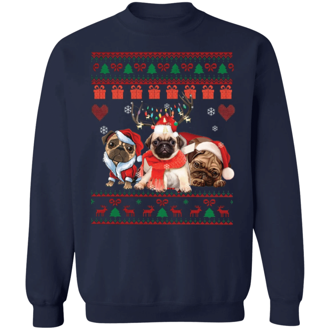 Cute Pug Christmas Sweatshirt Ugly Sweater Xmas Sweatshirt Christmas Gift For Teen Girls 2020