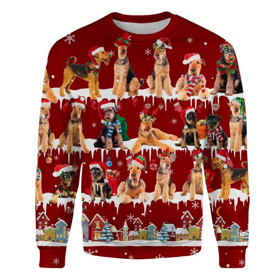 Airedale Terrier Sweatshirt Funny Ugly Christmas Sweater Xmas Present For Fiance