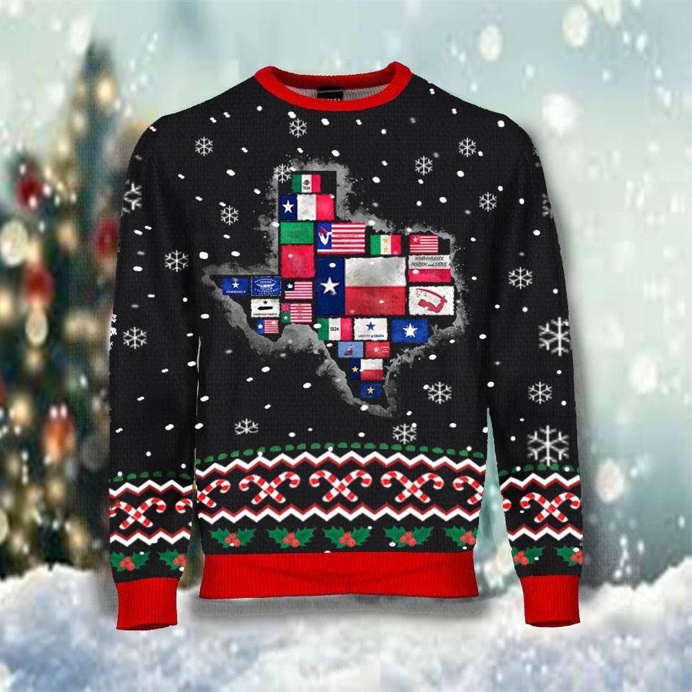 Flag Of The Republic Of Texas Sweatshirt Texas State Map Christmas Sweater Gift For Texan