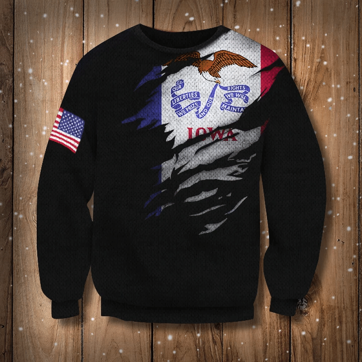 Iowa Flag And US Flag Logo Sweatshirt Iowa State Flag Sweater Pride Gift Iowa State Gift