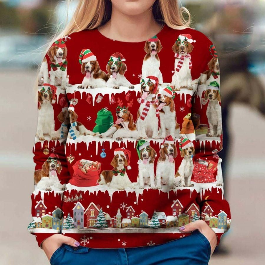 Welsh Springer Spaniel Snow Christmas Sweatshirt Boutique Christmas Sweatshirt Winter Gifts