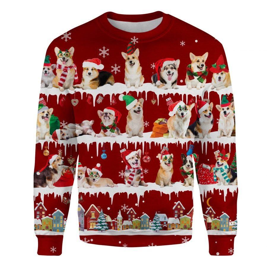 Corgi Snowflake Christmas Sweatshirt Cute Christmas Sweatshirt Xmas Party Secret Santa Gifts