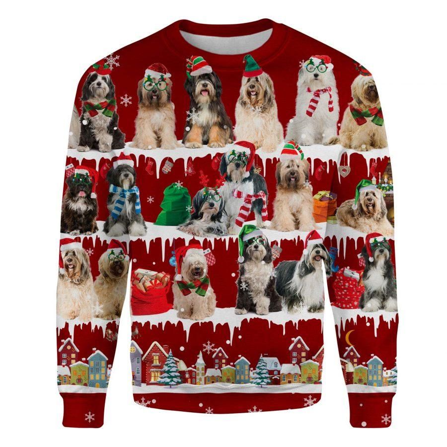 Tibetan Terrier Snowflake Christmas Sweatshirt Couple Christmas Shirt Designs Winter Gifts