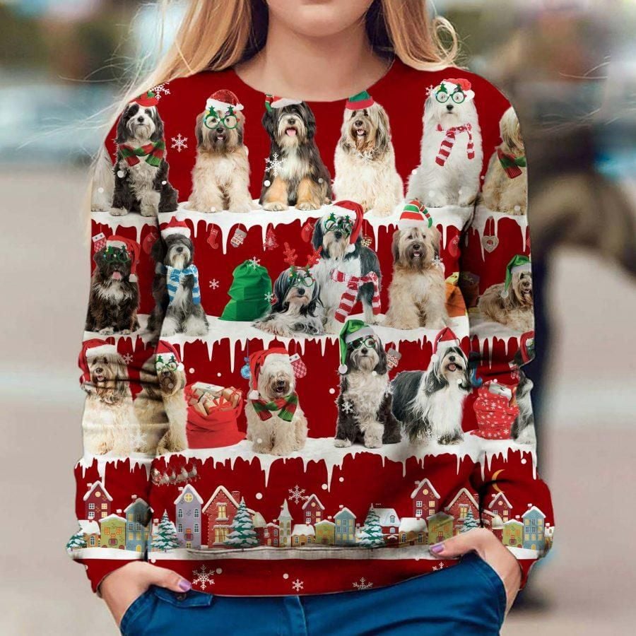 Tibetan Terrier Snowflake Christmas Sweatshirt Couple Christmas Shirt Designs Winter Gifts