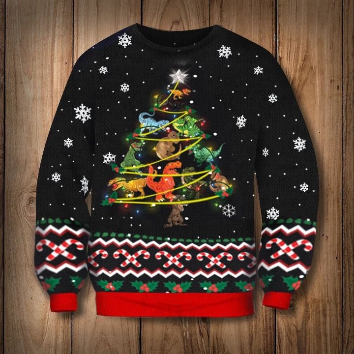 T-Rex Christmas Tree Sweatshirt Funny Dinosaur T-Shirt Xmas Gift Idea