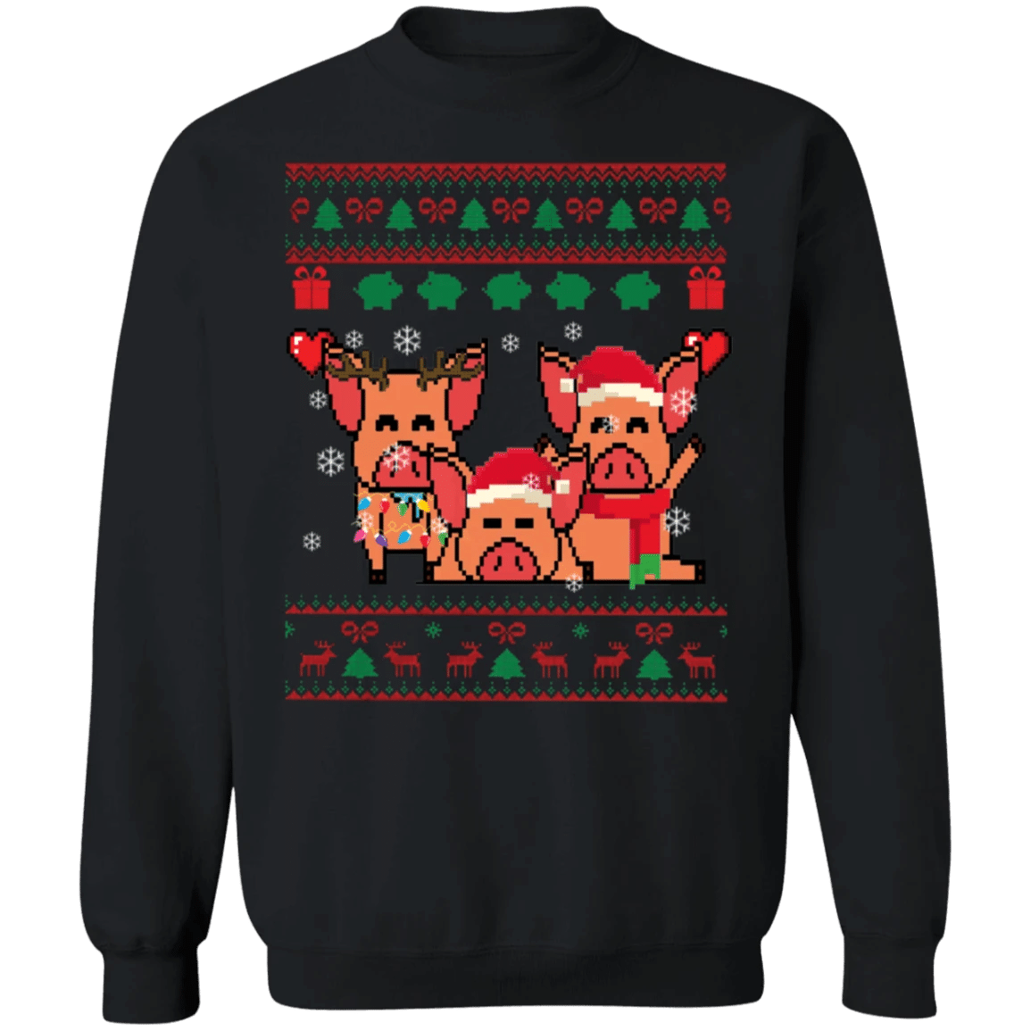Pig Santa Merry Christmas Sweater Happy Holiday Farm Animals Sweatshirt Xmas Unisex Clothes