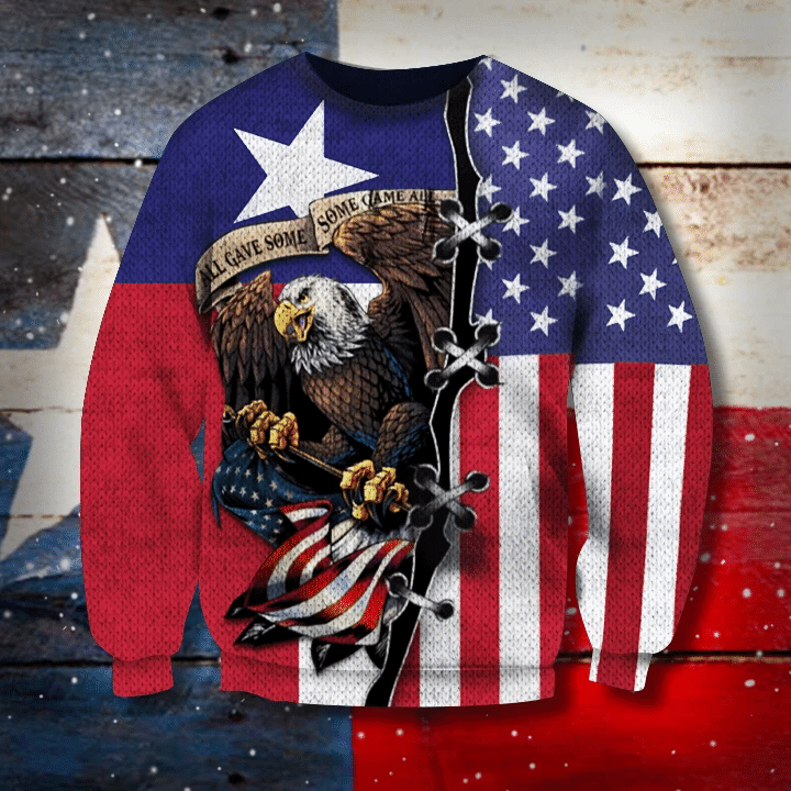Eagle Texas State Flag And US Flag 3D Sweatshirt Patriot Sweatshirt Designs, Unisex Clothes