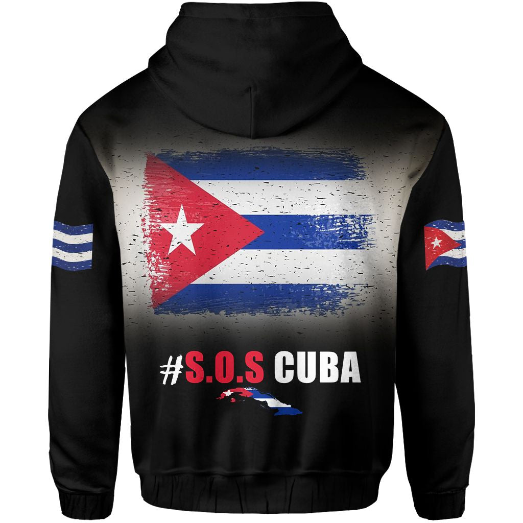 SOS Cuba Hoodie Flag Grunge LT13