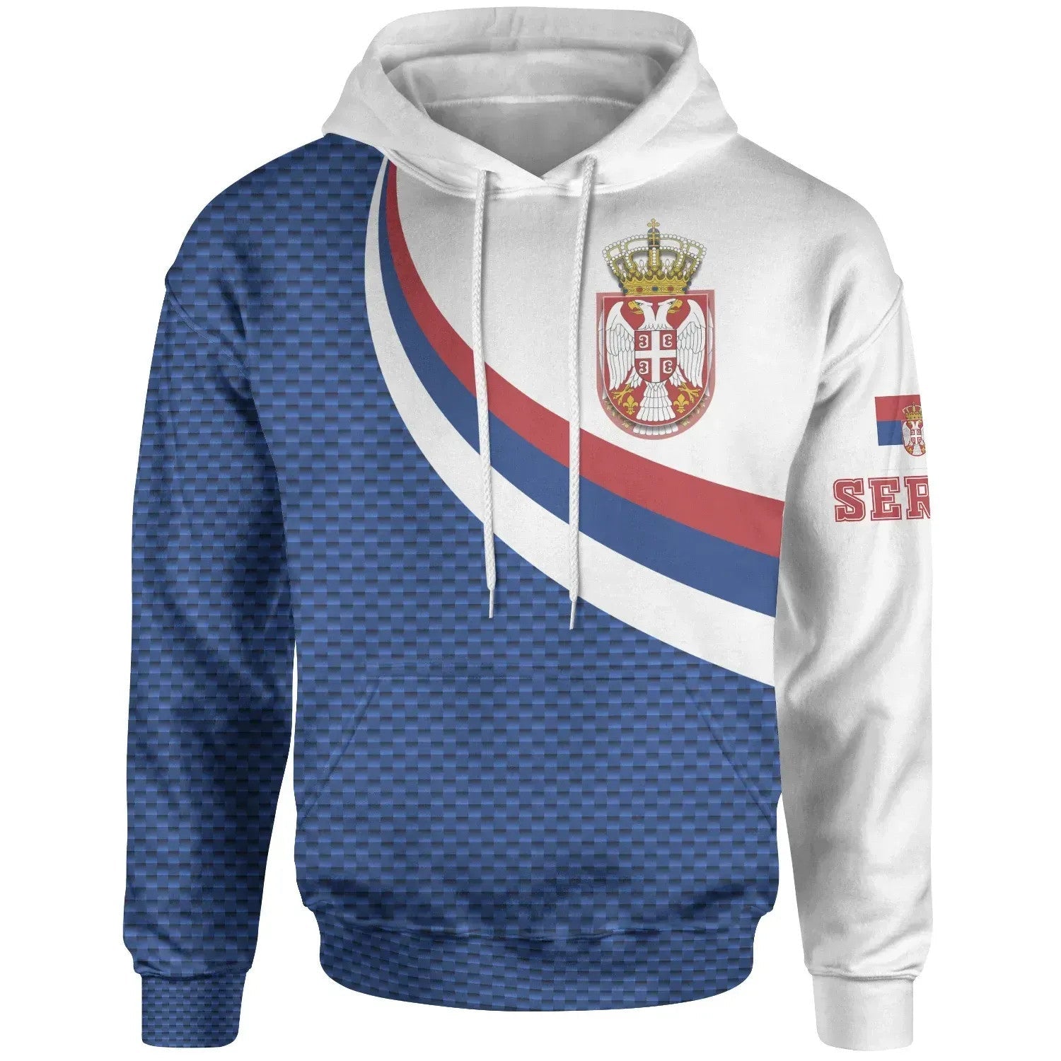 Serbia Hoodie Serbia Flag Blue RLT7