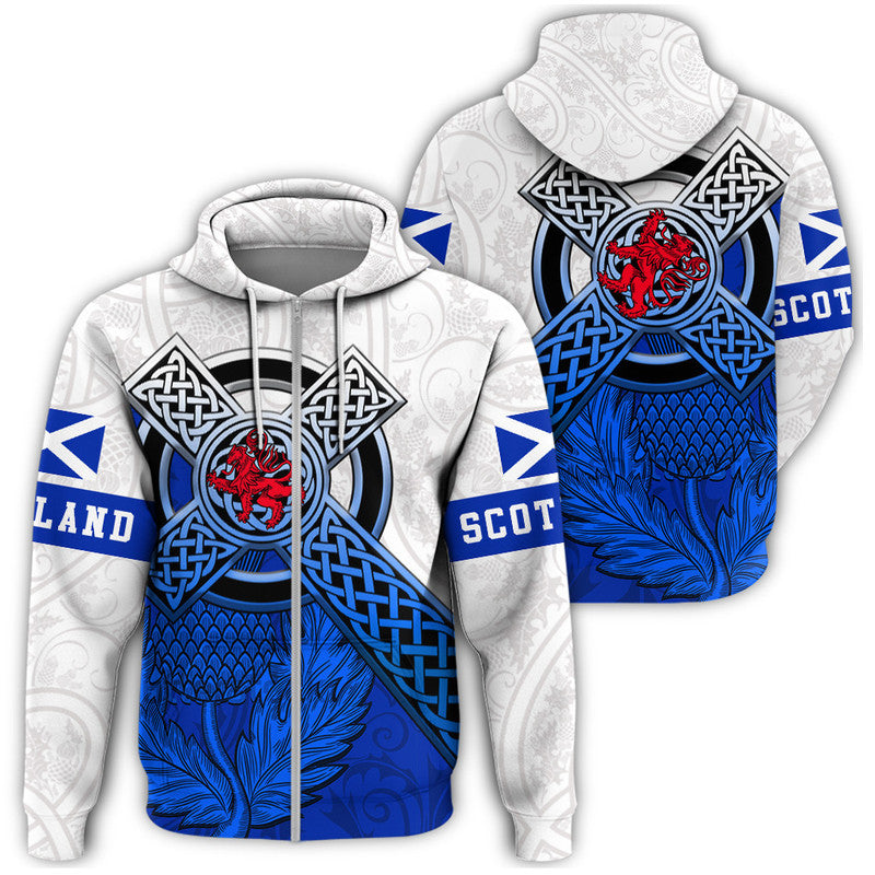 Scotland Pattern Thistle Zip Hoodie RLT12