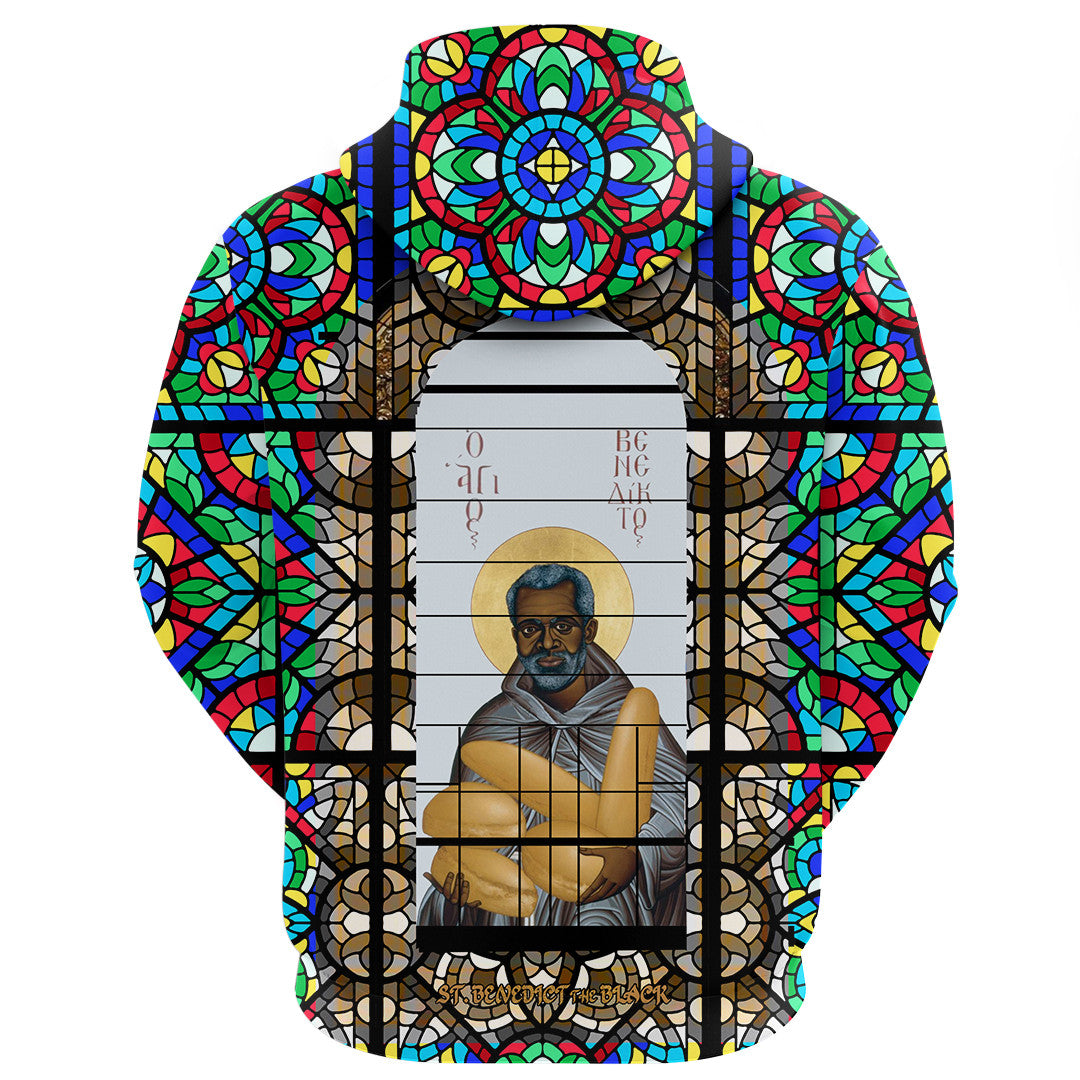 Saint Benedict of the African On Stained Glass Zip Hoodie RLT13