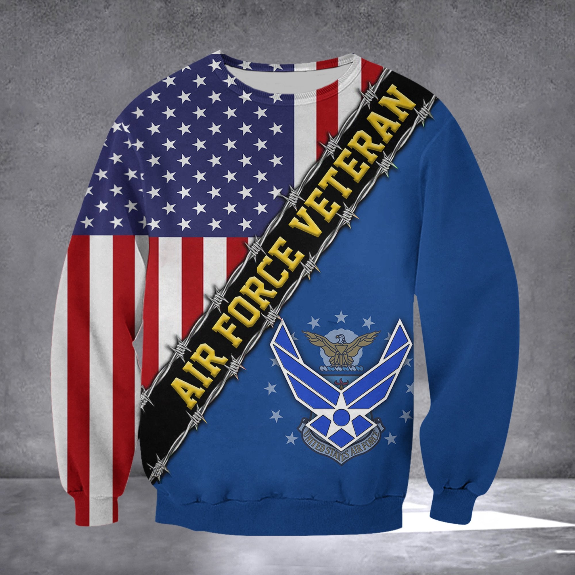Air Force Veteran Sweatshirt With American Flag Proud Veteran Patriot Gift For Veteran