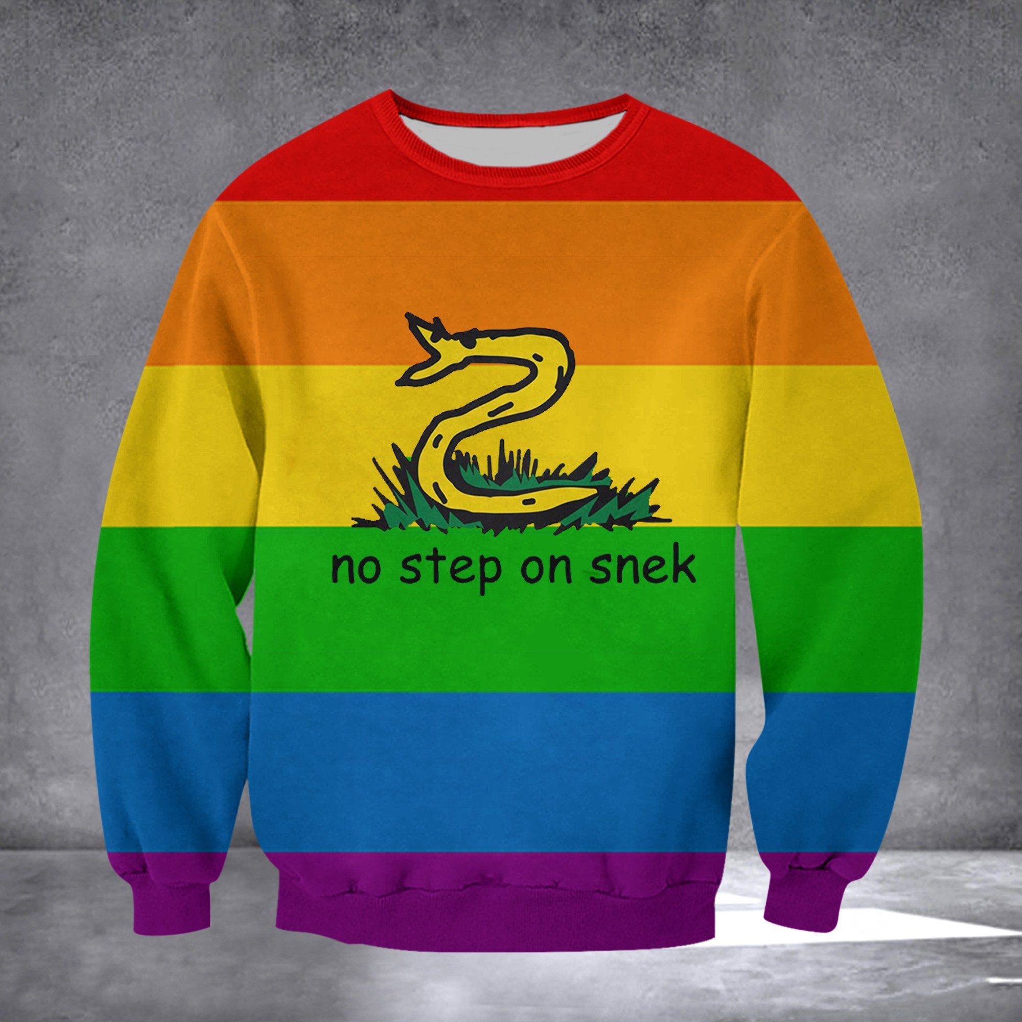 Snake No Step On Snek LGBT Flag Sweatshirt LGBT Pride Don't Tread On Me Clothing Gift