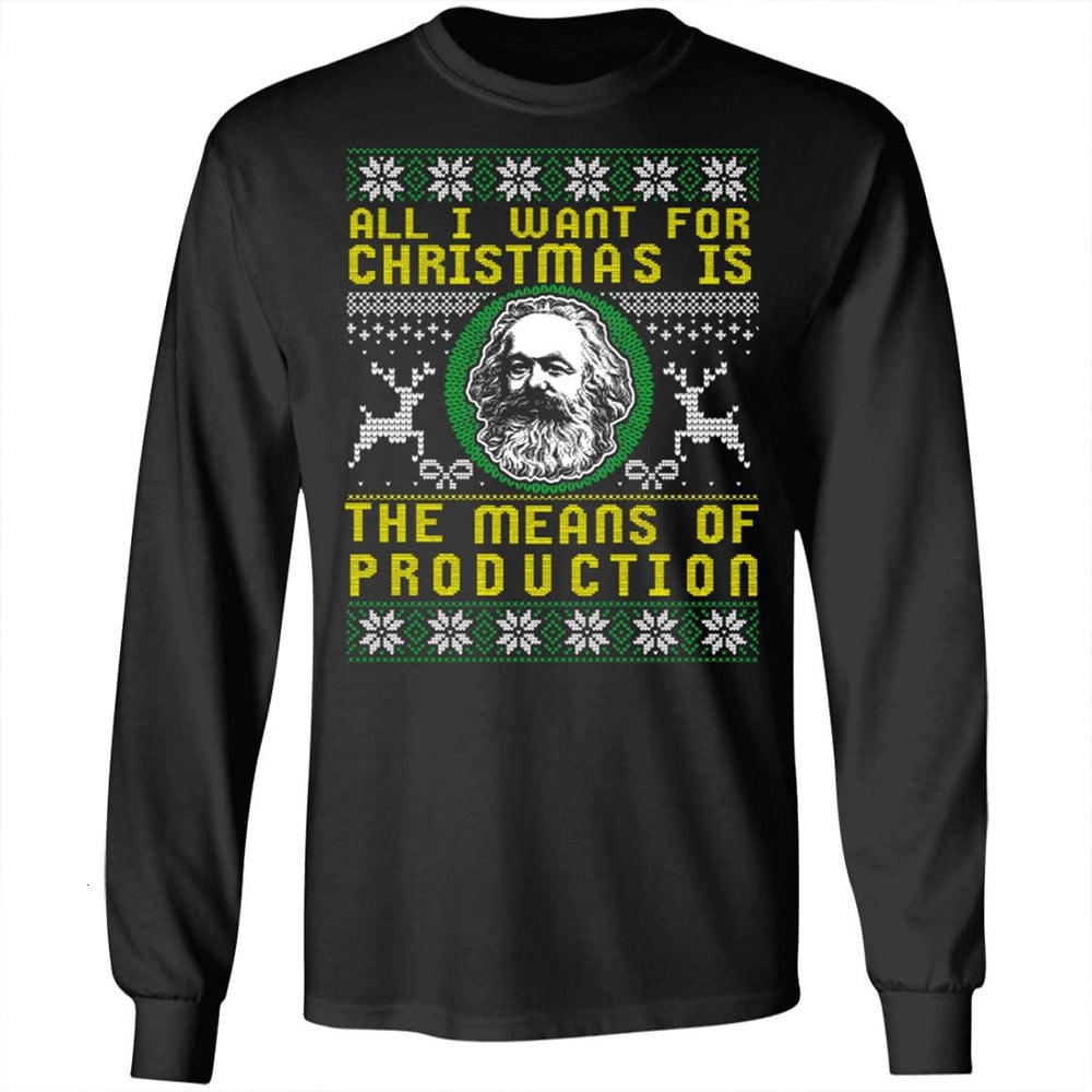 Marx All I Want For Christmas Is The Means Of Production Ugly Christmas Sweatshirt Xmas Gifts