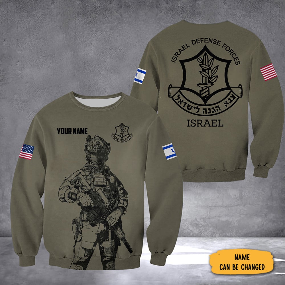 Custom IDF Sweatshirt Israeli Army Sweatshirt American Stand With Israel Merch Israel Clothing
