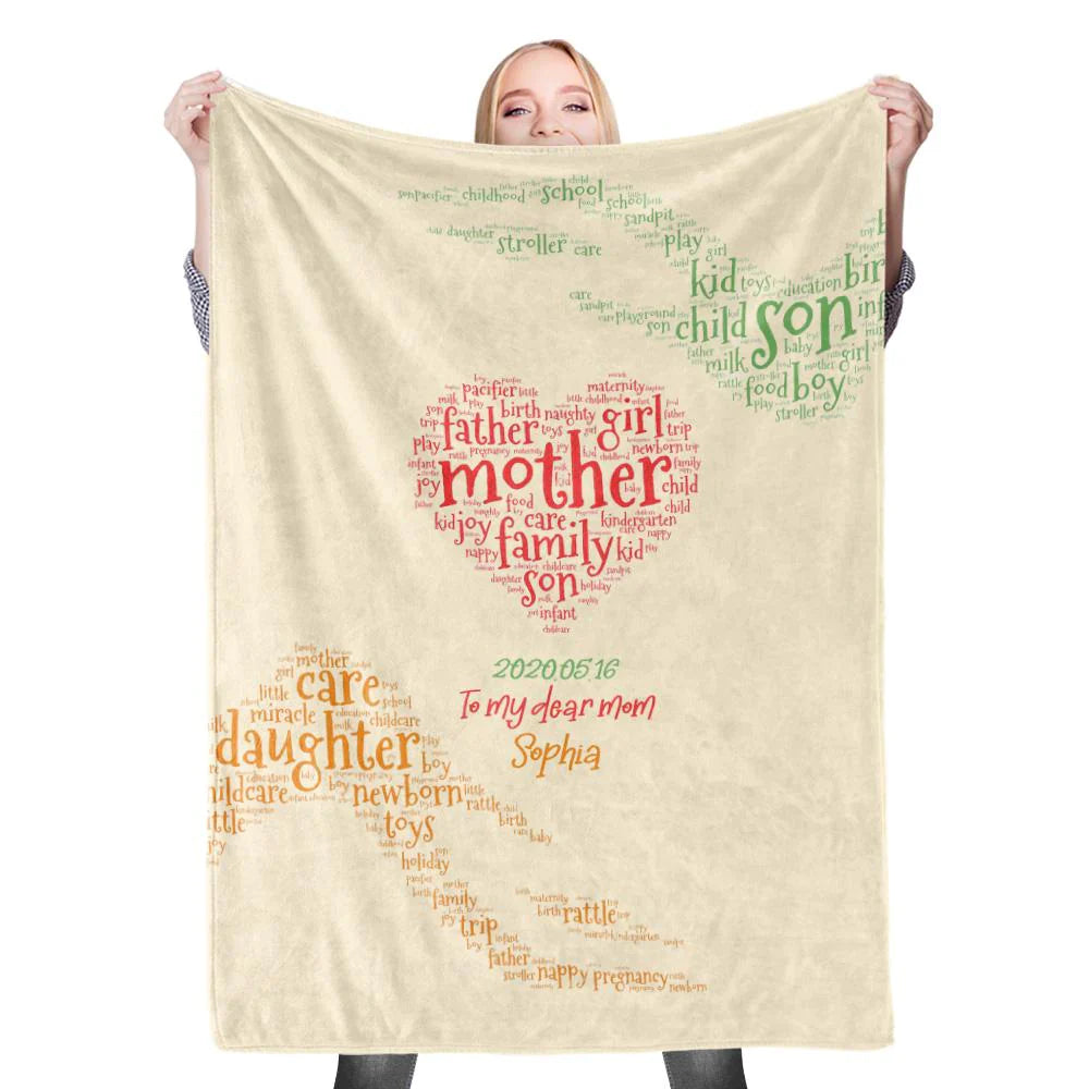 Gift For Mom Personalized Blanket - Custom Name, Hand, Heart, To My Dear Mom Blanket - Gift For Mother's Day Blanket, Presents For Mom, Mother-in-Law