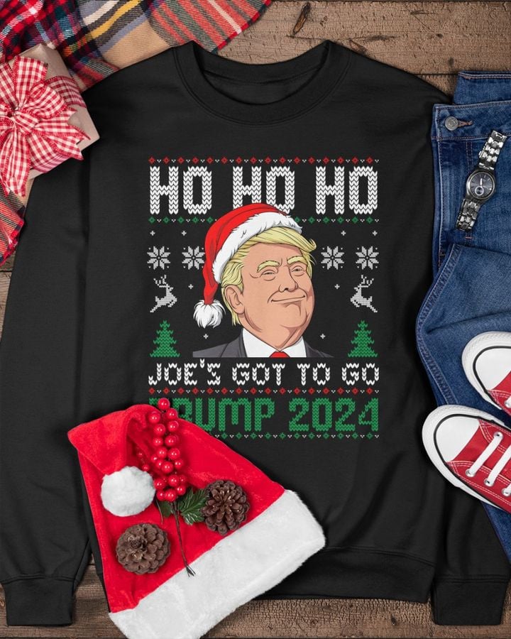 Hohoho Joe's Got To Go Trump 2024 Christmas Sweatshirt Funny Support Trump 2024 Merch