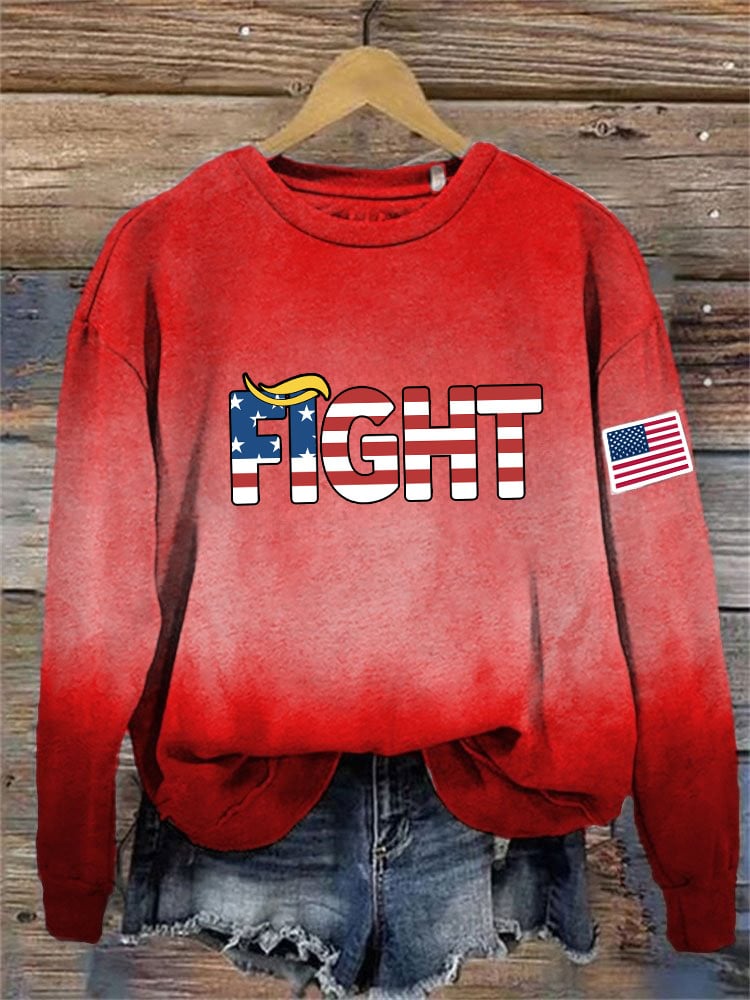 Trump 2024 Fight American Flag Sweatshirt Vote Red Republicans For Donald Trump Merch