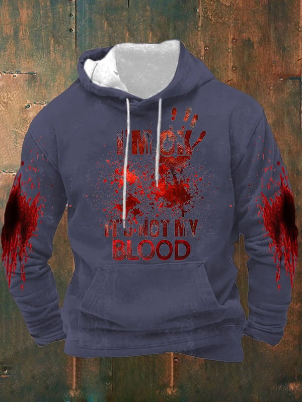 I'M Ok It'S Not My Blood Halloween Printed Hooded Sweatshirt Halloween Hoodie Mens Gifts