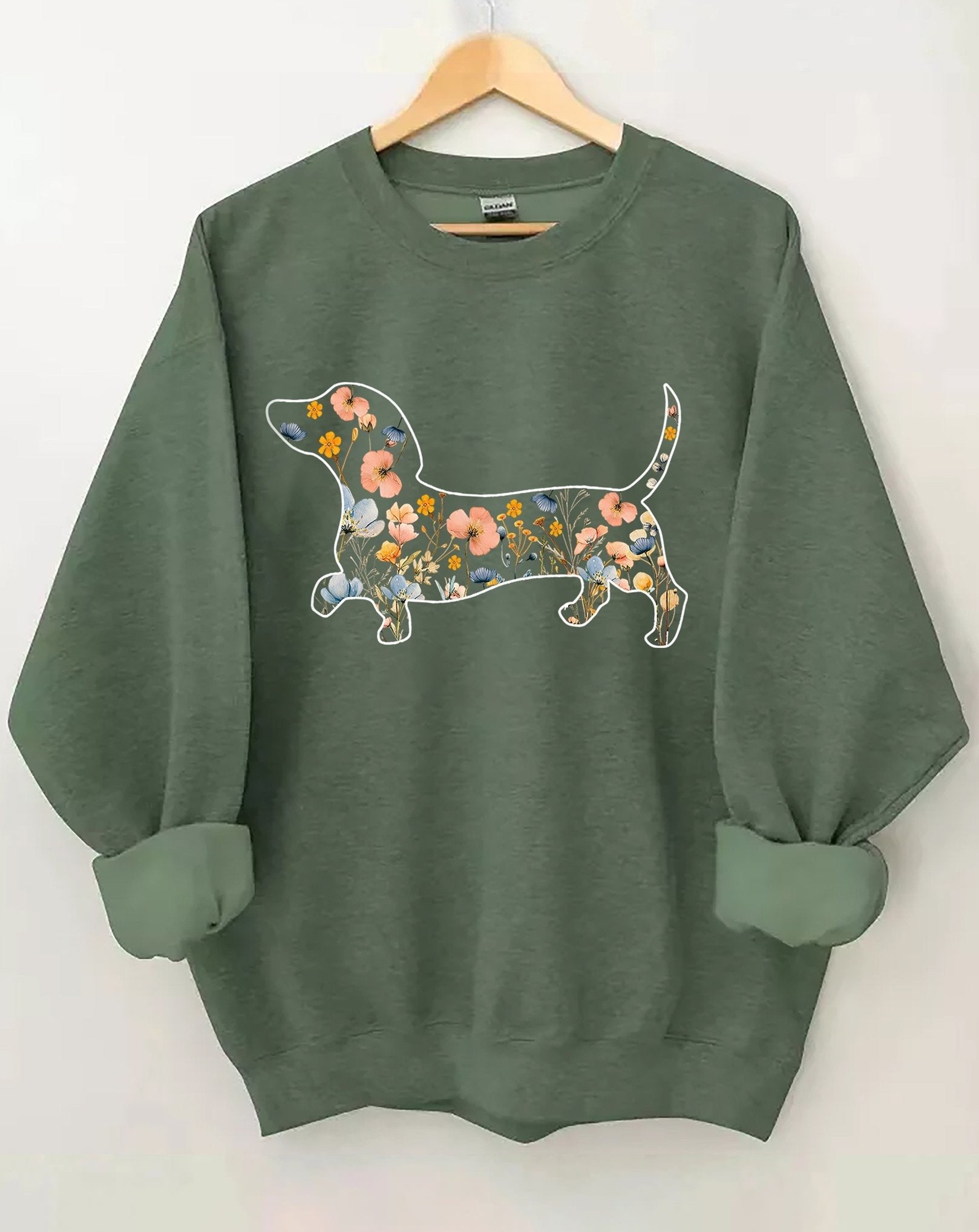 Dachshund Flower Sweatshirt Women's Sausage Dog Lovers Wiener Dog Mom Gifts For Her