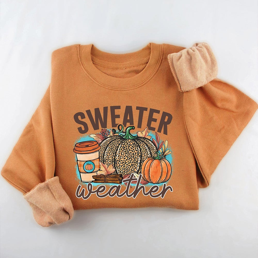 Pumpkin Autumn Fall Season Sweater Weather Sweatshirt Cute Fall Gifts For Girlfriend