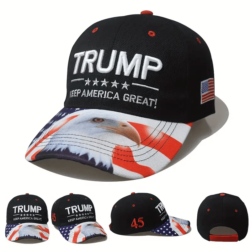 Black Trump MAGA Make America Great Again Keep America Great Again Save America Great Baseball Cap Printed Embroidery Peaked Cap, Ideal Choice For Gifts