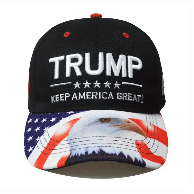 Black Trump MAGA Make America Great Again Keep America Great Again Save America Great Baseball Cap Printed Embroidery Peaked Cap, Ideal Choice For Gifts